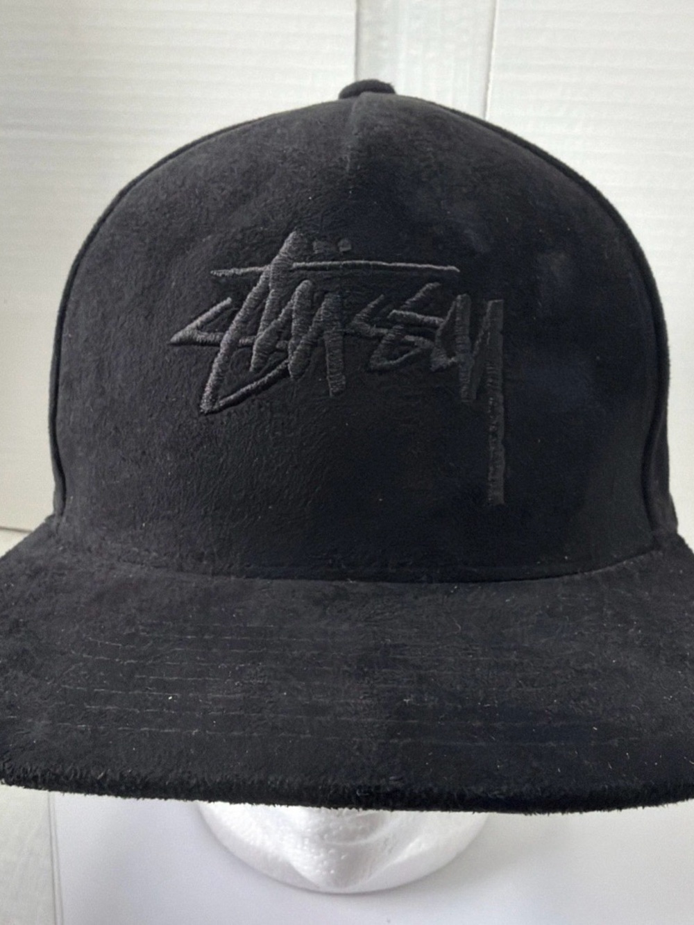 Stussy faux suede adjustable SnapBack Black like new
